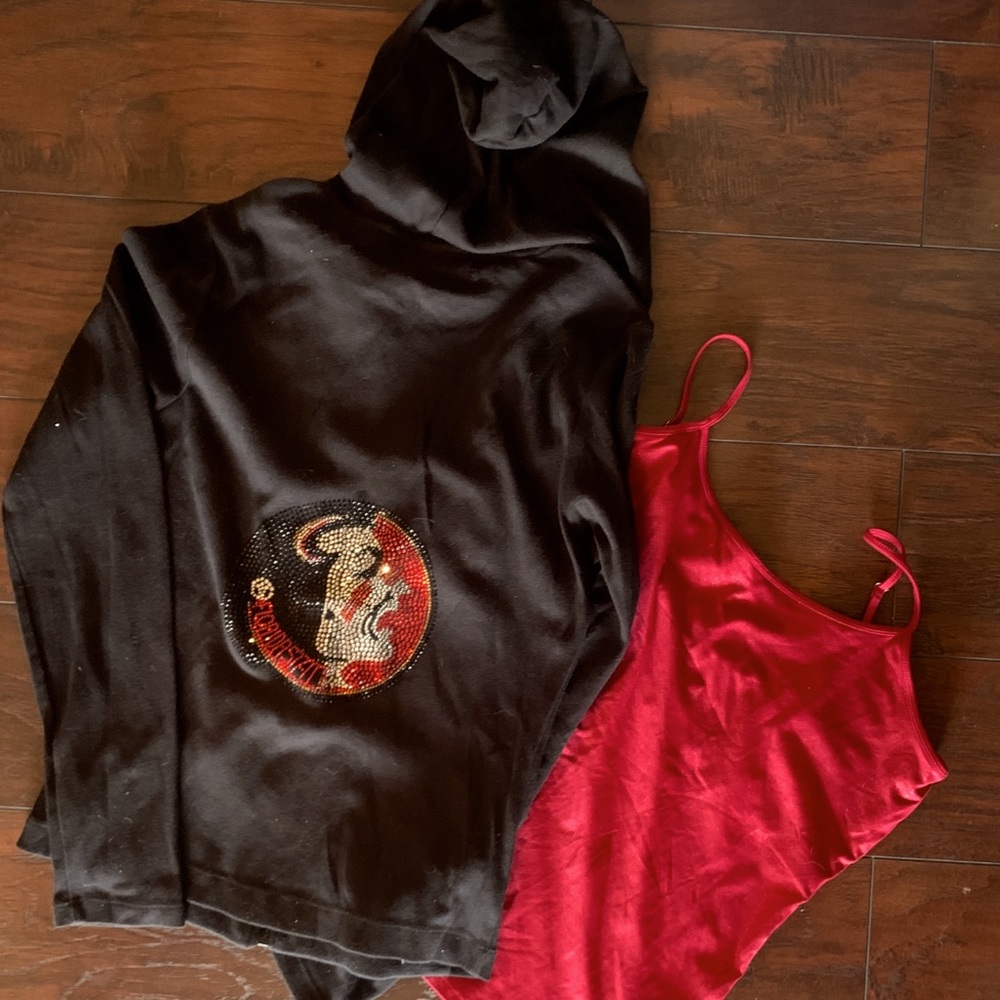 FSU black jacket -jeweled logo on back /FSU front